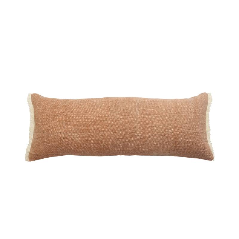 Caramel Coated Fringed Throw Pillow