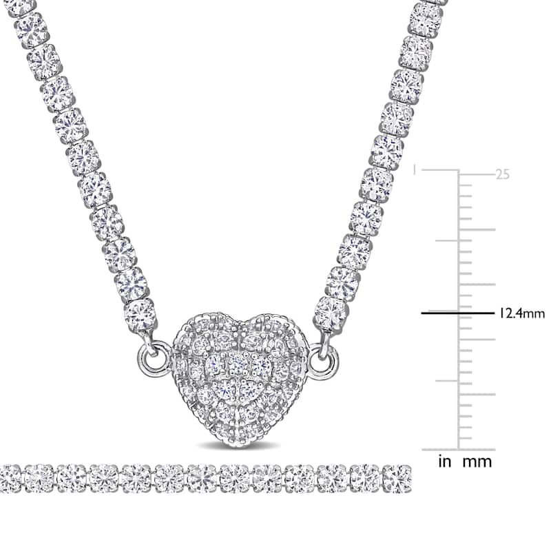 Miadora 23ct TGW Created White Sapphire Necklace Tennis Bracelet in Sterling Silver