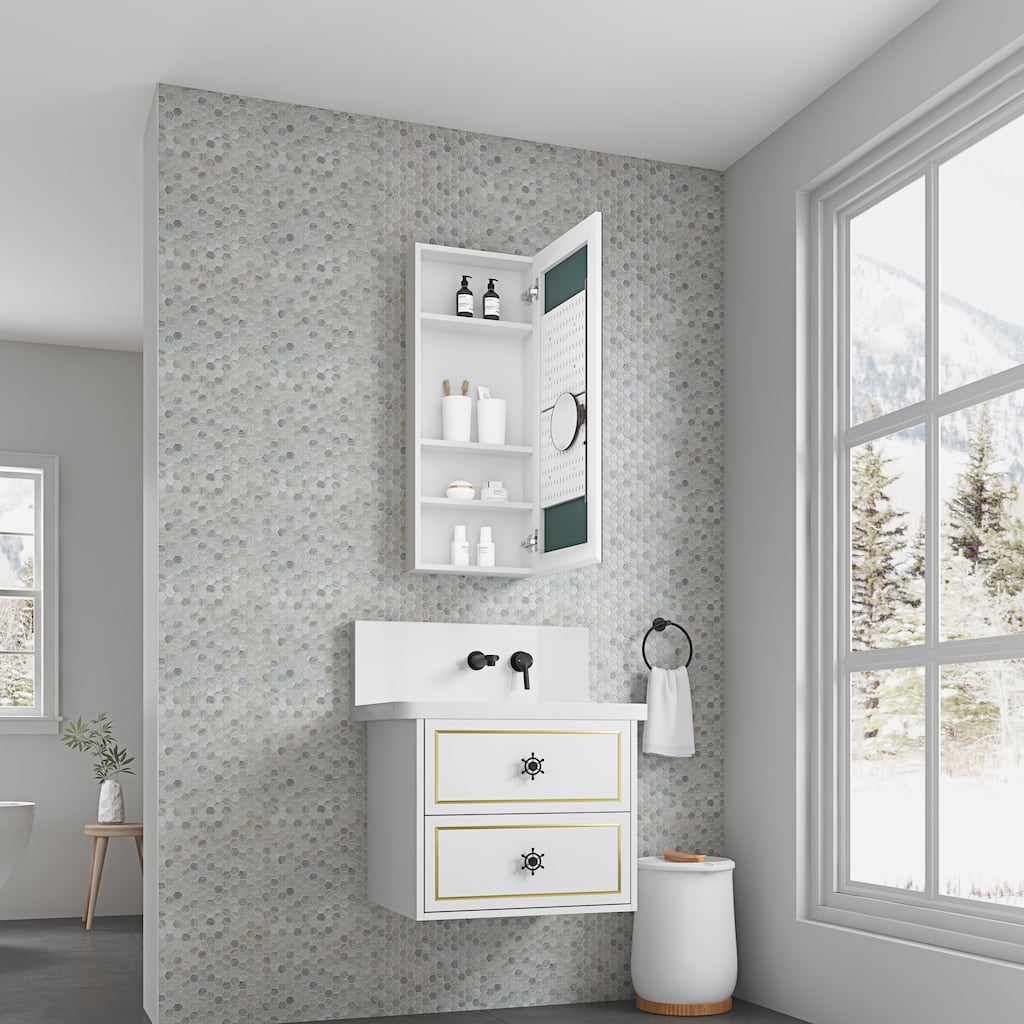 15'' W X 36'' H Surface Frameless Mirror Bathroom Medicine Cabinet