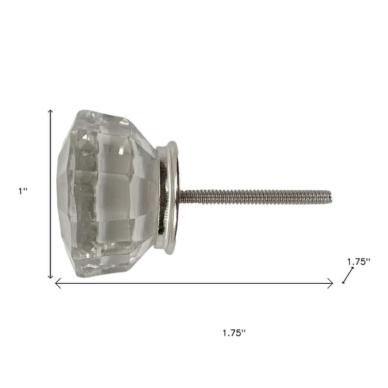 HomeRoots Set of Six Clear Glass Drawer Pull Knobs - 1.75 in. x 1.00 in. x 1.75 in.