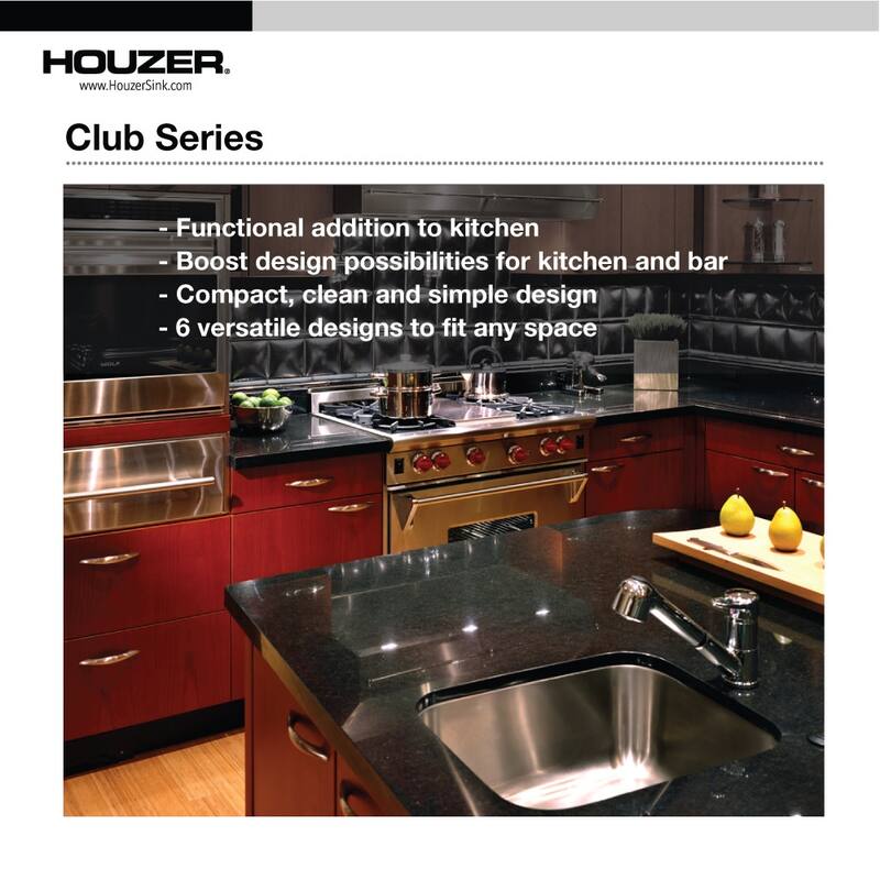 Houzer MS-1708-C Club 16-1/4" Undermount Single Basin Stainless Steel - Stainless Steel