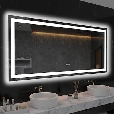 60x28 Inch Frameless LED Bathroom Mirror,Smart Mirror - White