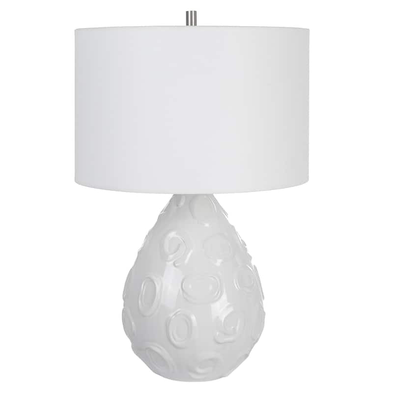 Whimsical Loop Glossy Table Lamp with Drum Shade - 25" - White
