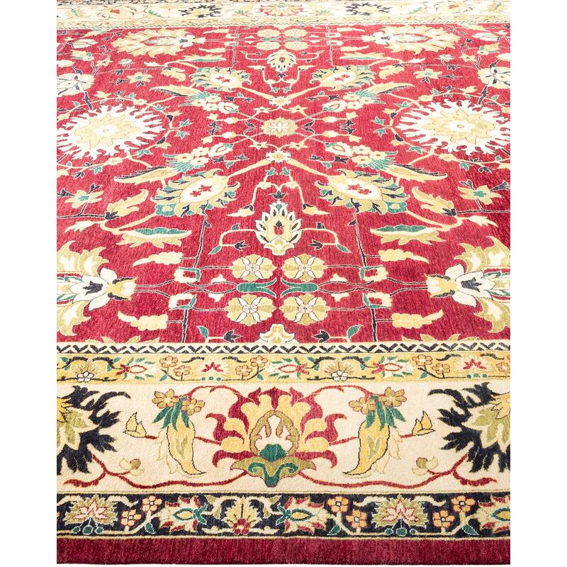 Overton Hand Knotted Wool Vintage Inspired Traditional Mogul Red Area Rug - 10' 1" x 14' 5"
