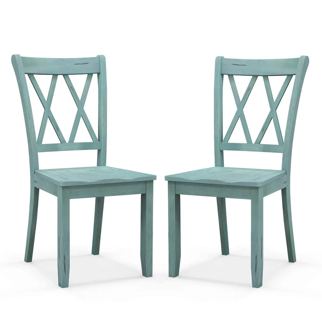 Costway Set of 2 Wood Dining Chair Cross Back Dining Room Side Chair - See Details