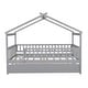 preview thumbnail 11 of 11, Wooden Full Size Creativity House Bed with Twin Size Trundle and Headboard, Spacious Storage