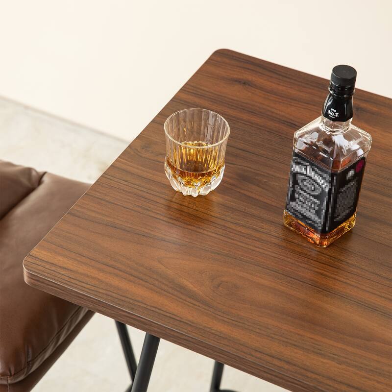 Glitzhome Industrial Modern Set of 3 Pub Table Set with 41"H Square Bar Table and Stools