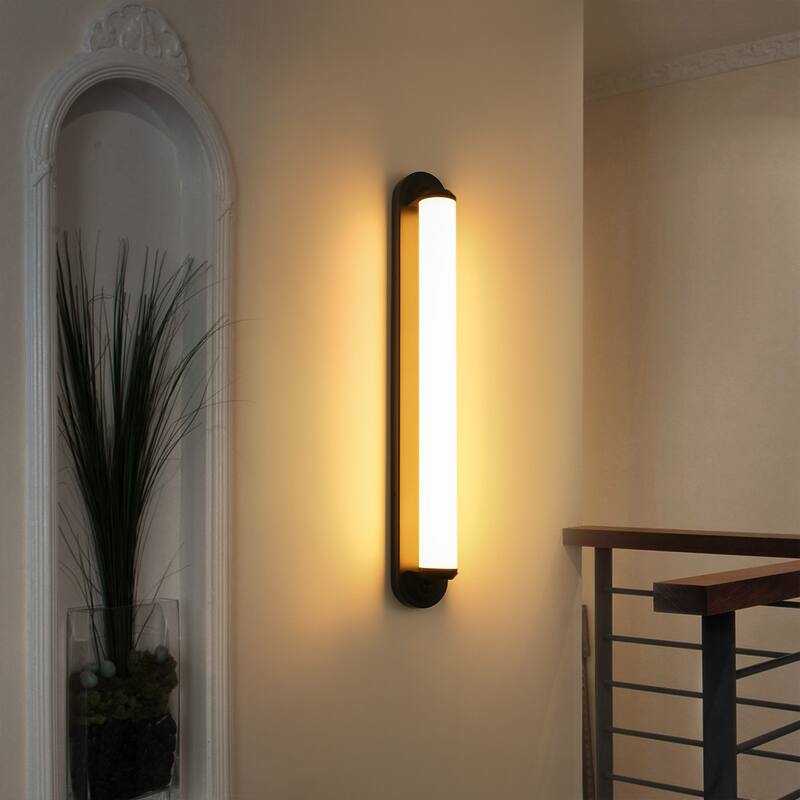 24" Modern Black/Gold LED Wall Sconce - 11W 3000K Warm Light, Linear Fixture for Bedroom & Hallway