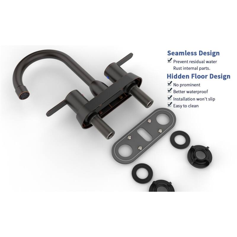 Centerset Bathroom Faucet with 2 Handles in Oil Rubbed Bronze - 6.22" x 2.12" x 8.26"