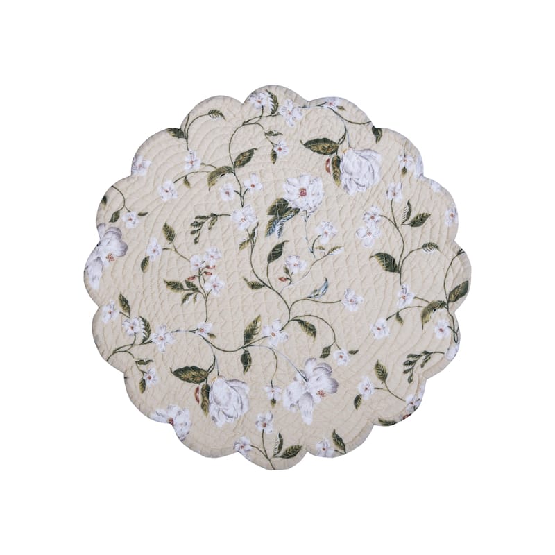 Garden Images Reversible Machine Washable Round Quilt Placemats Set of 6