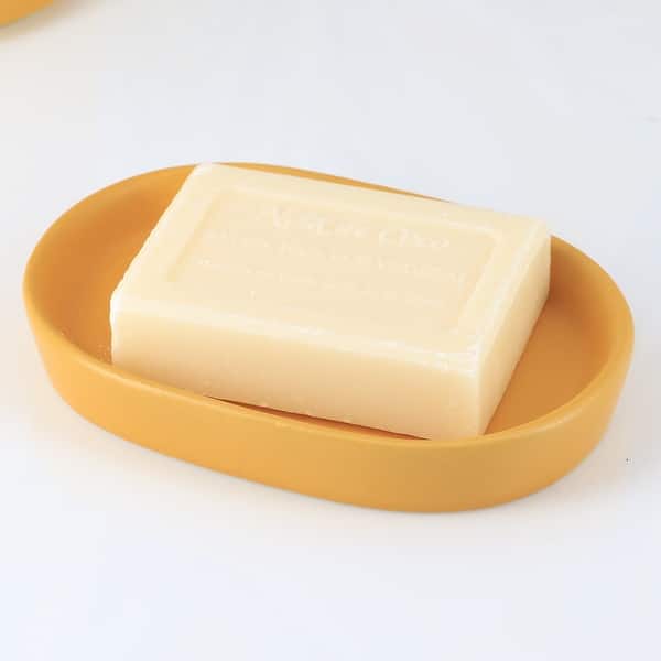 slide 2 of 6, SMOOTH Collection of Bathroom Accessories up to 4 Pieces. Soap Dish Only - Yellow Mustard