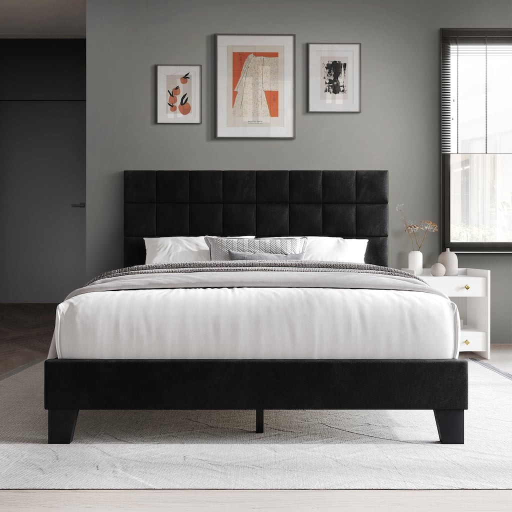 CraftPorch Simply Velvet Platform Bed