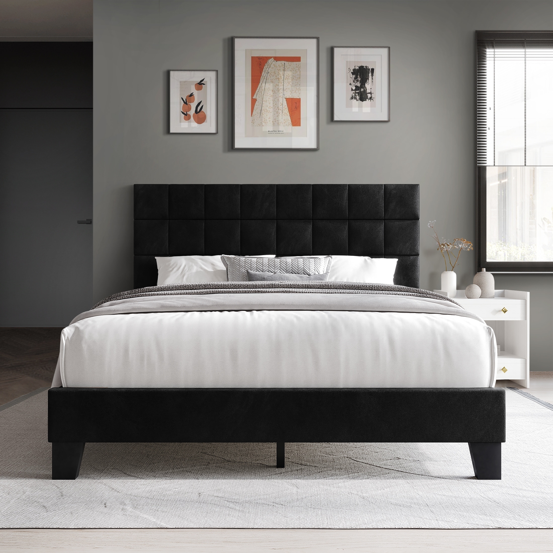 CraftPorch Simply Velvet Platform Bed
