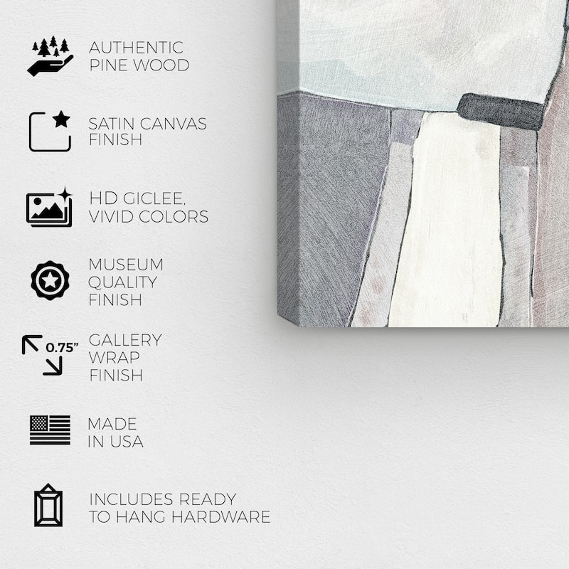 Wynwood Studio Canvas Abstract Compound Building Block Gray and Modern & Contemporary Wall Art Canvas Print