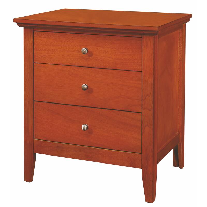 Modern 24-in Metal Knob Wood Nightstand with Three-Drawer - Oak
