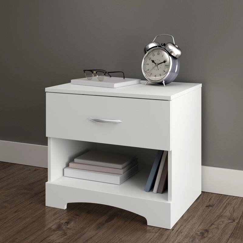 End Table with Storage Nightstand - White