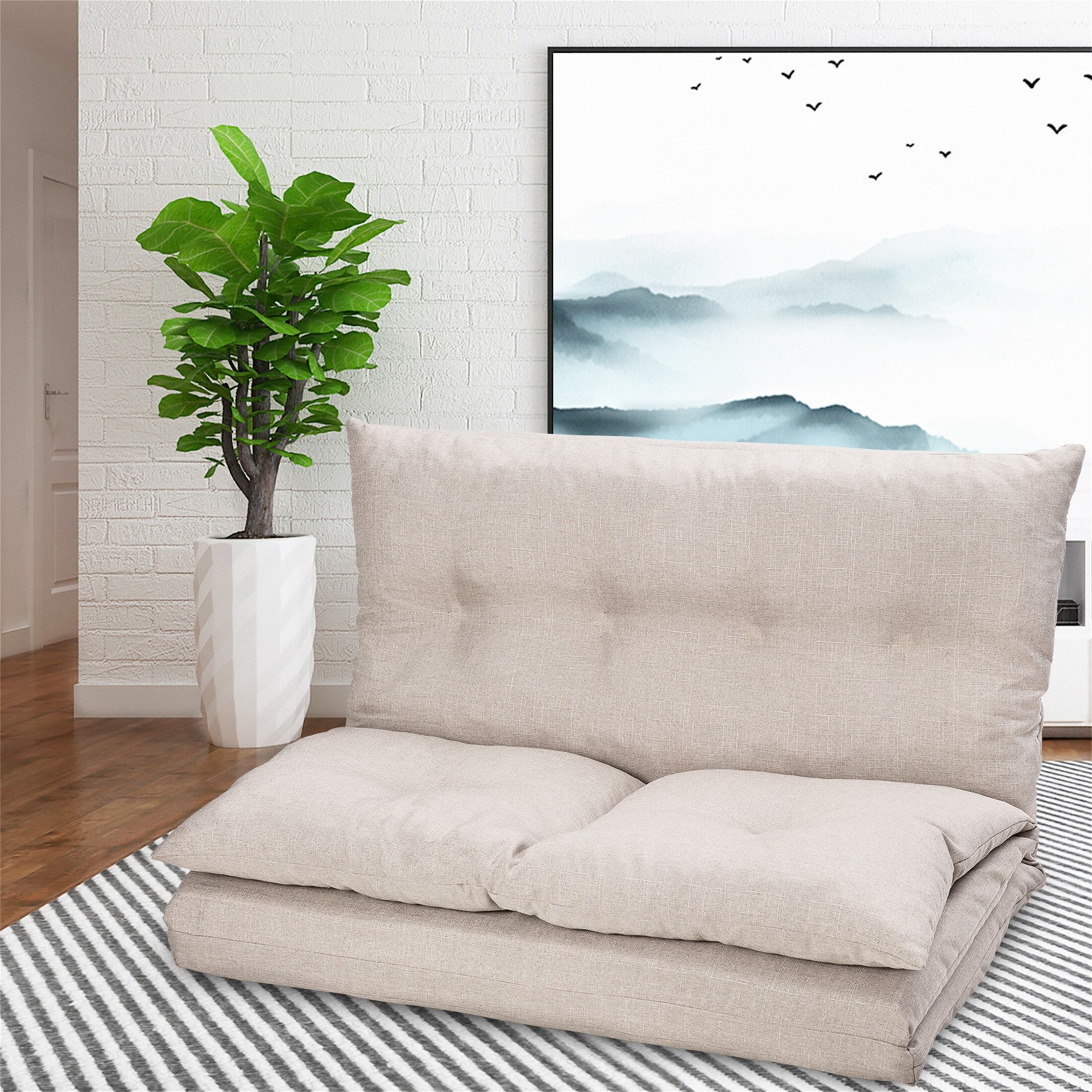 Merax adjustable fabric folding sofa chair chaise floor 2025 couch lounge loveseat lazy sofa living room furniture