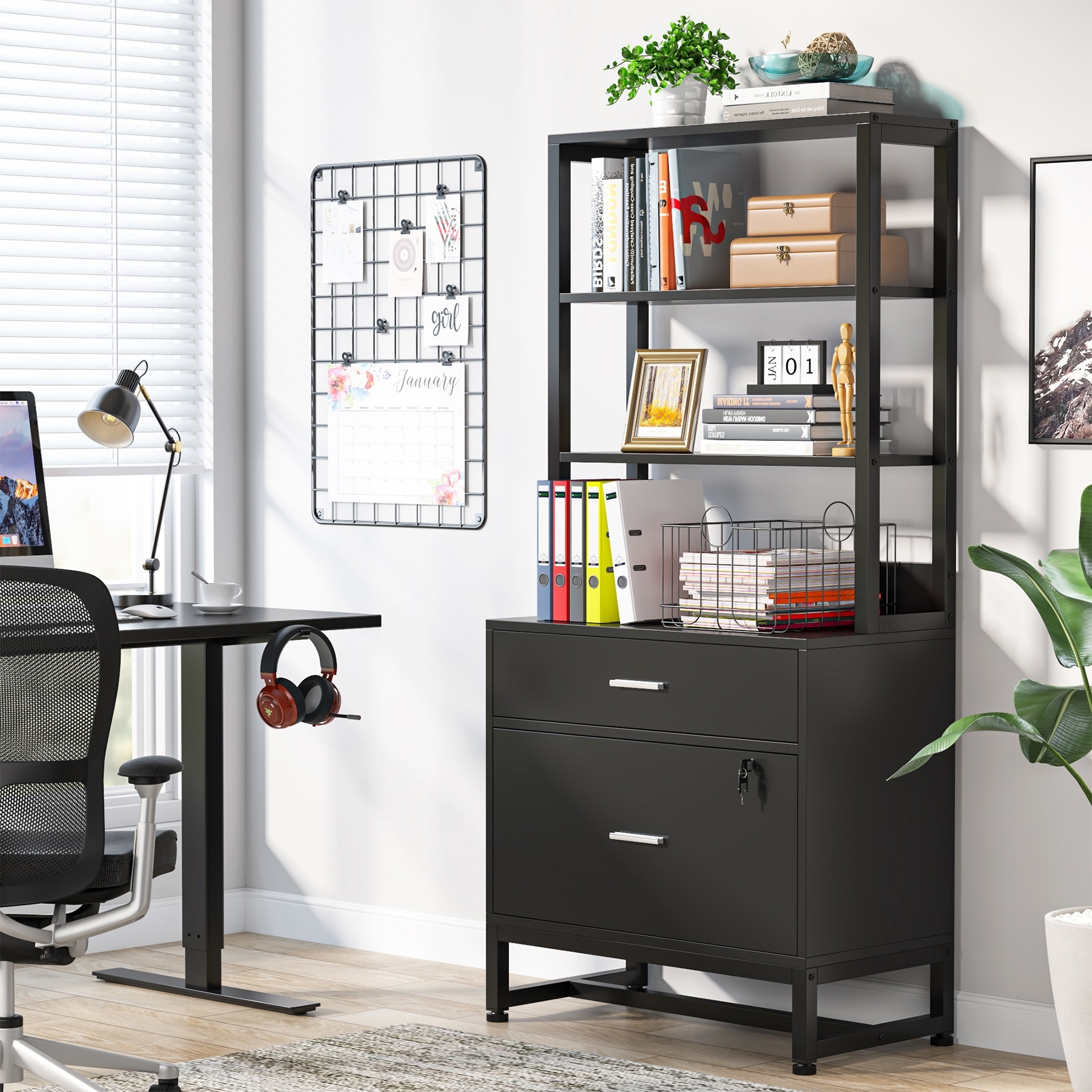 2 Drawer Mobile File Cabinet with Lock, Wood Modern Filing Cabinet - Bed  Bath & Beyond - 36152949