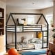 preview thumbnail 1 of 15, Twin Over Twin House Bunk Bed with Built-in Ladder