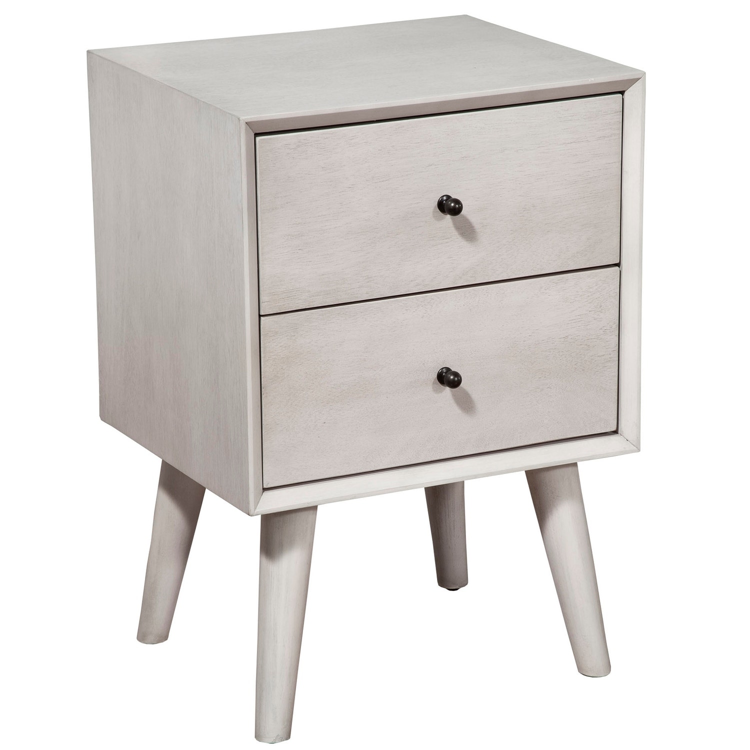 Shop Alpine Furniture Flynn Mid Century Modern Wood 2 Drawer Nightstand In Gray Overstock 31747191