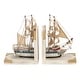 preview thumbnail 15 of 20, White Wood Sail Boat Decorative Bookends with Real Boat Rigging and Gold Corners (Set of 2)