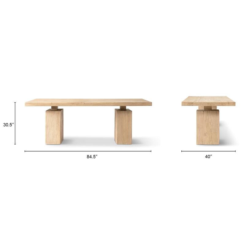 Jennifer Taylor Home Calder 85" Solid Reclaimed Elm Plinth 8-Person Dining Table