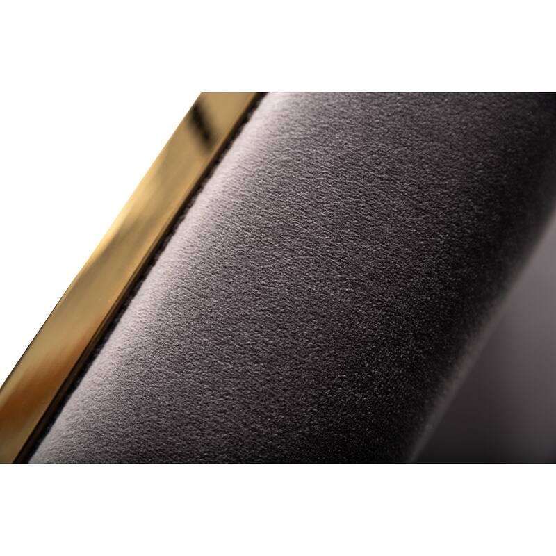 Modrest Reba Modern Grey Velvet & Gold Dining Chair (Set of 2)