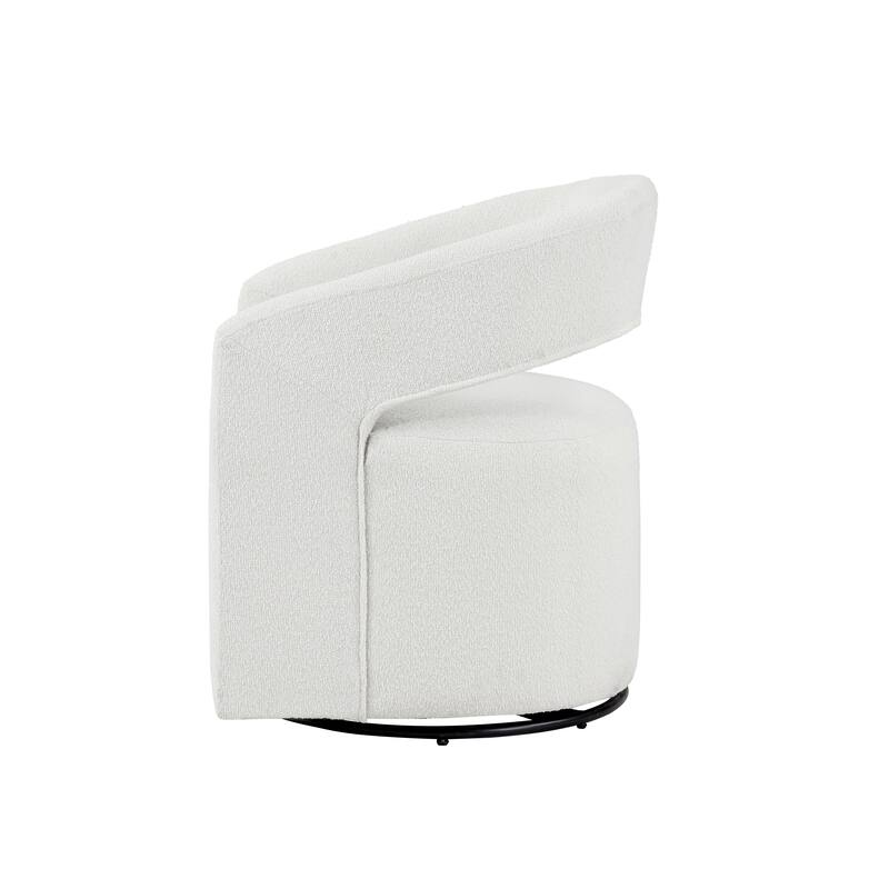 Celeste Modern Boucle Round Barrel Chair Open Back and Curved Arm, Swivel Armchair by Furniture of America