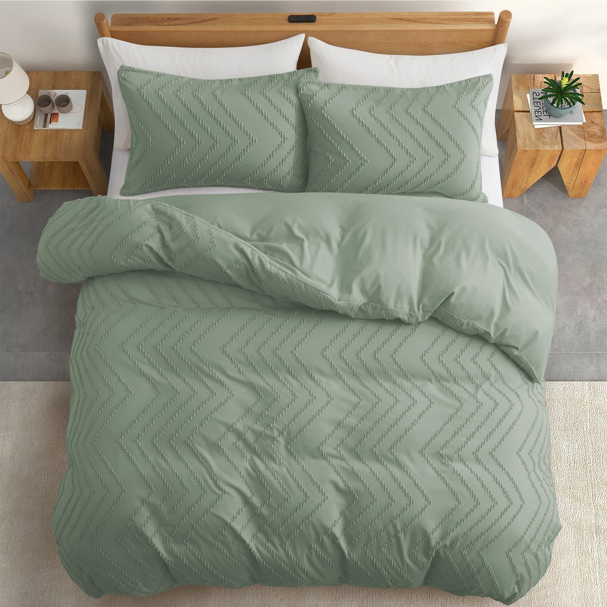 Tufted Clipped Jacquard Geometric Oversized Duvet Cover & - Picture 104 of 127