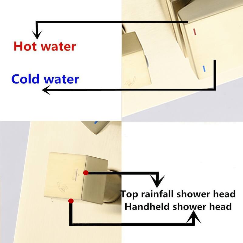 YASINU 2 Function Ceiling Mounted Square Rainfall Shower Head Bathroom Shower System Sets