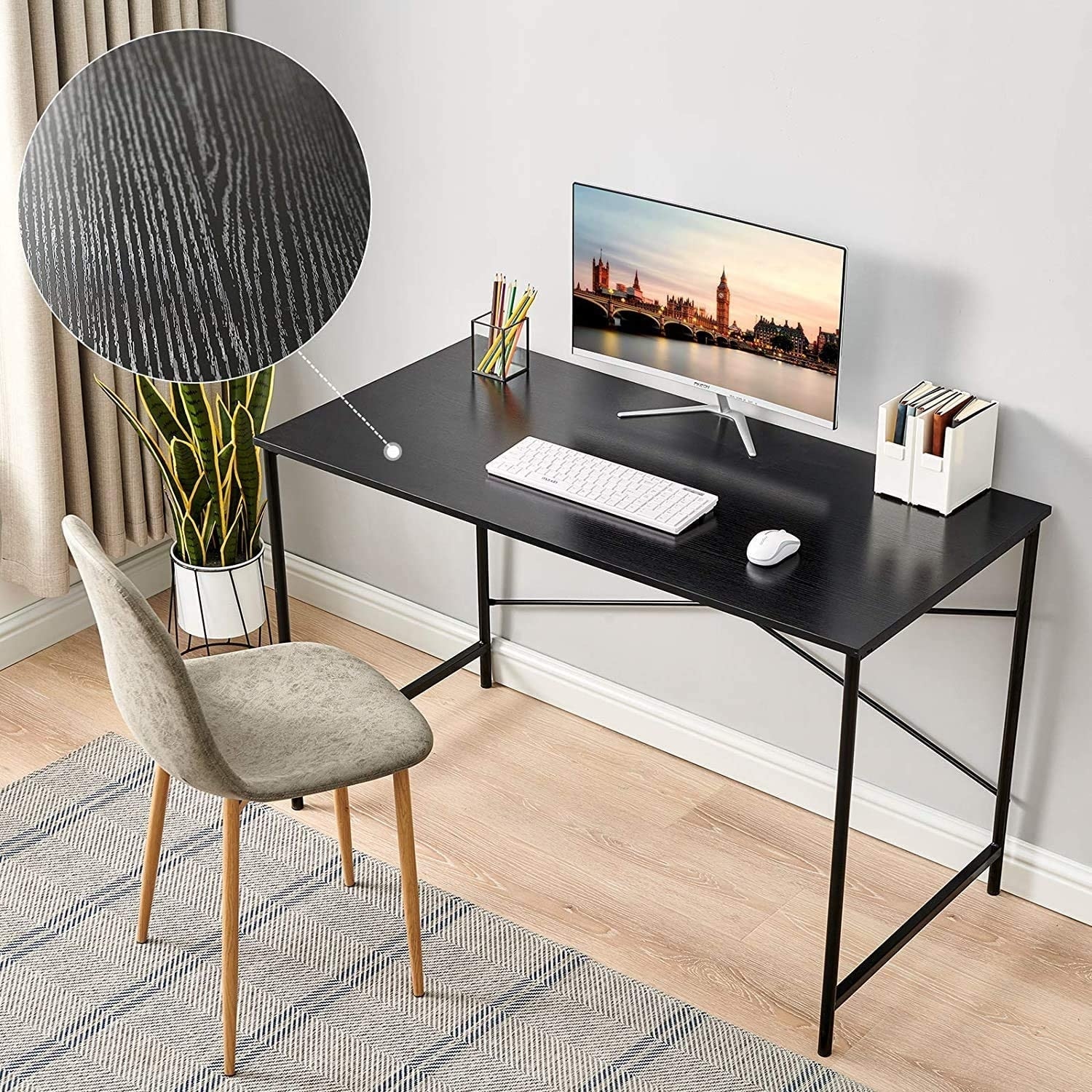 Coavas Computer Desk with Storage, Home Office Desk with Adjustable  Shelves, Simple Style Writing Study Desk with Metal Frame, Modern Design PC  Laptop