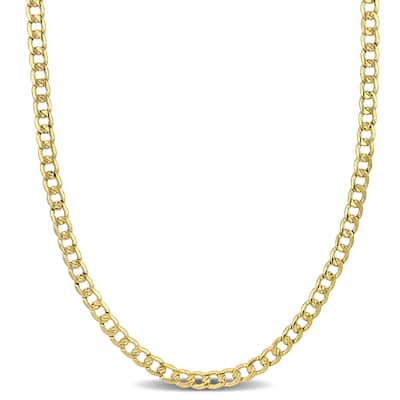 Miadora 4mm Curb Link Chain Necklace in 14k Yellow Gold-18.25 in