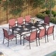 preview thumbnail 17 of 34, MAISON ARTS 9-Piece Outdoor Dining Set with 8 Textilene Chairs and Rectangle Dining Table Red