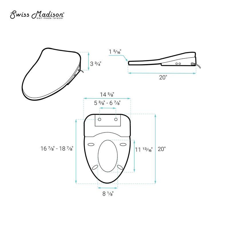 Vincennes Smart Toilet Seat Bidet - 16.8" x 22" 5.75"