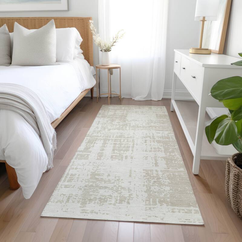 Machine Washable Indoor/ Outdoor Chantille Abstract Solid Rug