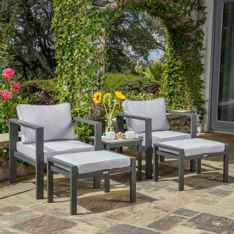Lakeview Aluminum Outdoor Bistro Seating Set (5-Piece) - Gray