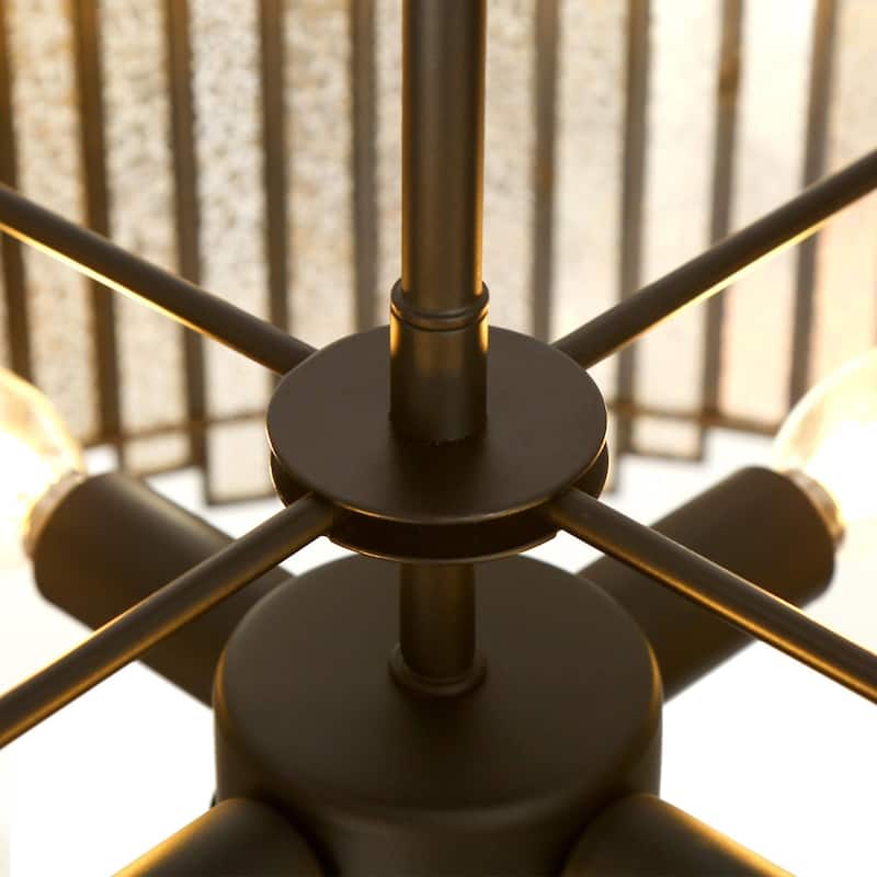 Tifany Modern 4-Light Drum Chandelier Black Glass Island Lights for Dining Room - 15.7'' L x 15.7'' W x 18.9'' H