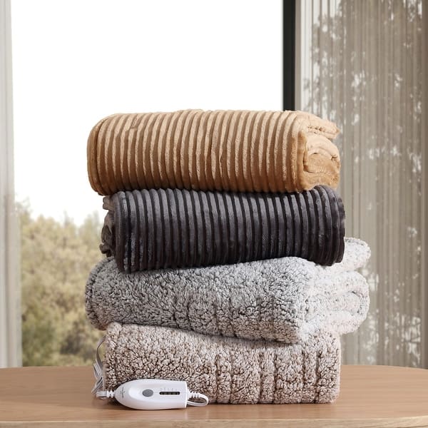 slide 2 of 27, Eddie Bauer Plush Sherpa Heated Blanket, Reversible & Machine Washable