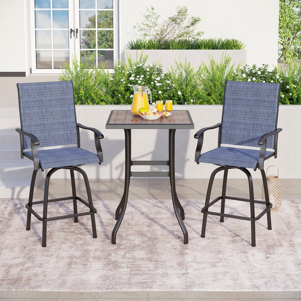 MAISON ARTS 3-piece Outdoor Swivel Bar Stool and Table Bistro Set
