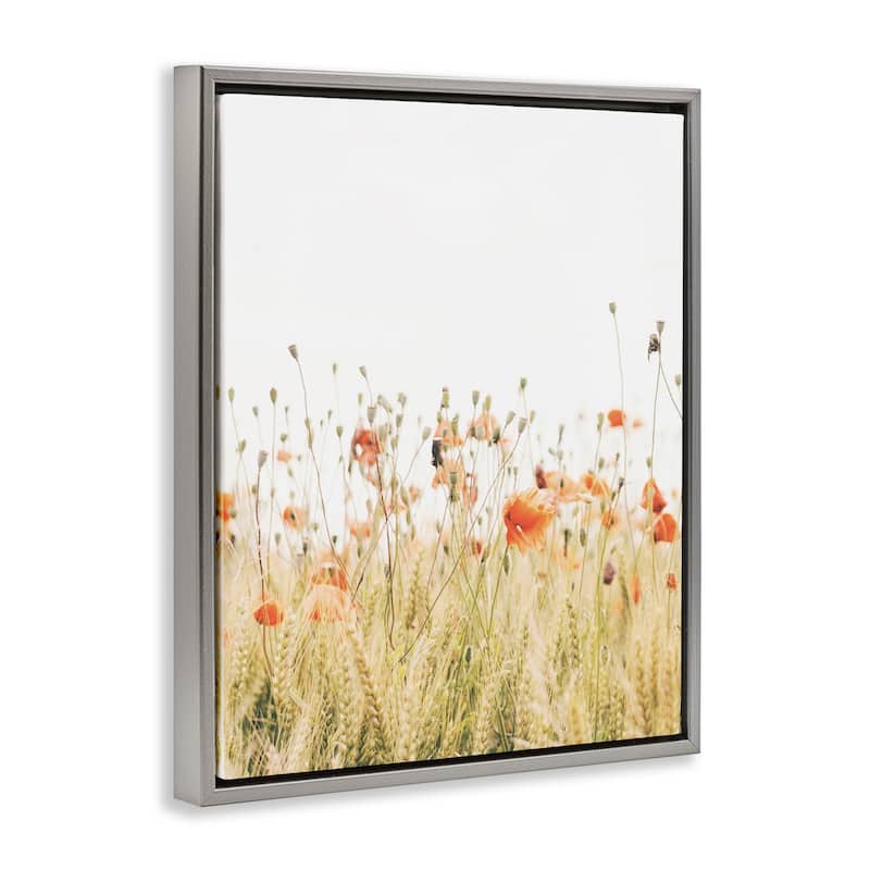 Stupell Poppy Field Photography Framed Floater Canvas Wall Art Design by Krista Broadway