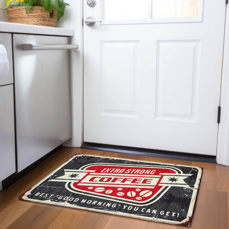 Premium Washable Super Soft Coffee Shop Vibes Mayfield Rug - Black - 1' 8" x 2' 6" - Rectangle