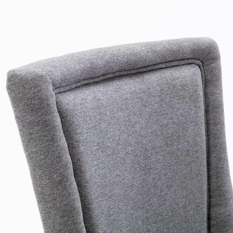 Thickened Fabric Dining Chair with Solid Wood Legs, Set of 2