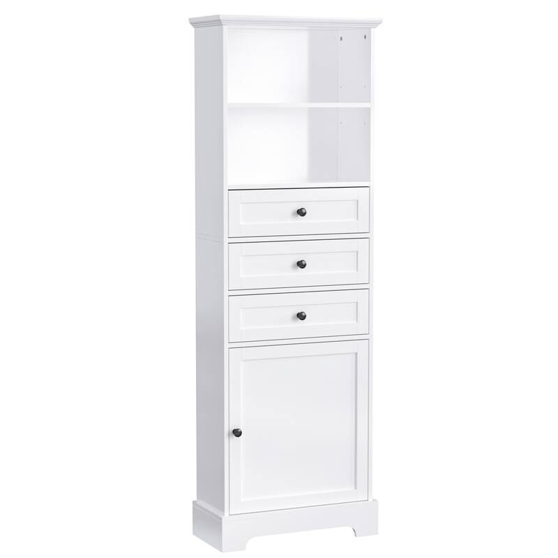 GDFStudio - Kael 67" Tall Storage Cabinet with Drawers & Adjustable Shelves, Modern MDF Organizer