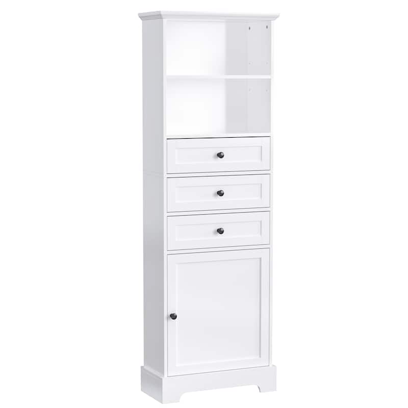 Tall Storage Cabinet with 3 Drawers and Adjustable Shelves