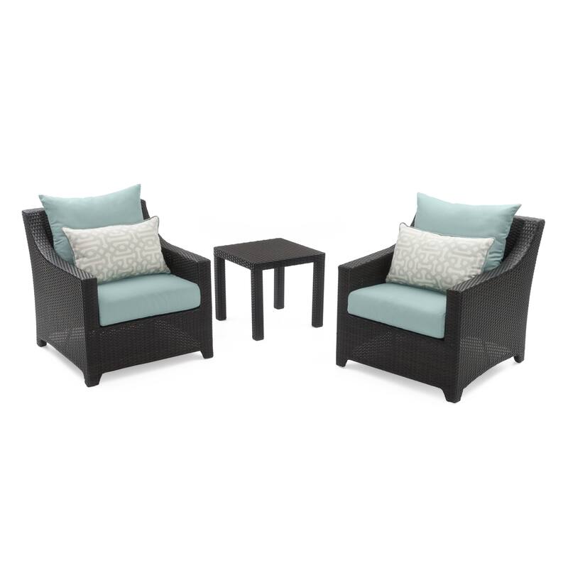 Deco 3 Piece Aluminum Outdoor Patio Club Chairs & Side Table