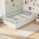 preview thumbnail 44 of 74, Wood Montessori Floor Bed with Super High Security Barrier, Door and Support Slats Twin - White1