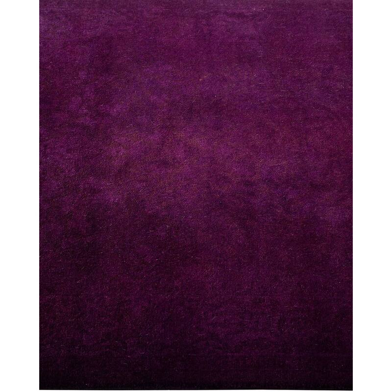 Overton Hand Knotted Wool Vintage Inspired Modern Contemporary Overdyed Purple Runner Rug - 2' 7" x 24' 1"