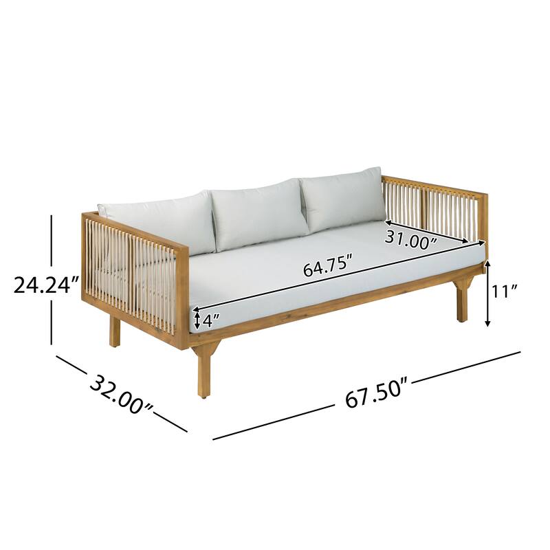 Christopher Knight Home - Outdoor Teak Finish Wood & Rope Woven Sofa Set with Coffee Table