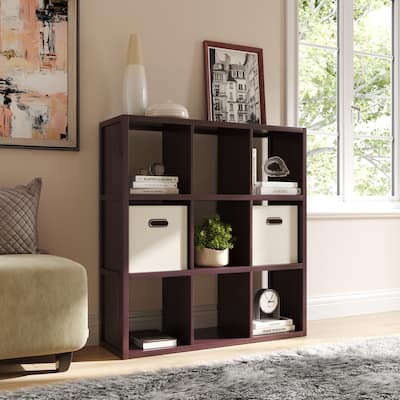 John Louis Home Solid Wood 9 Cube Storage Organizer Espresso