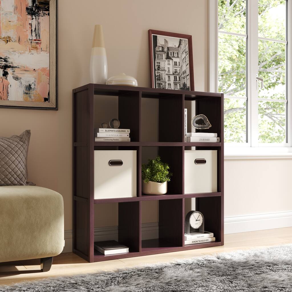 John Louis Home Solid Wood 9 Cube Storage Organizer Espresso